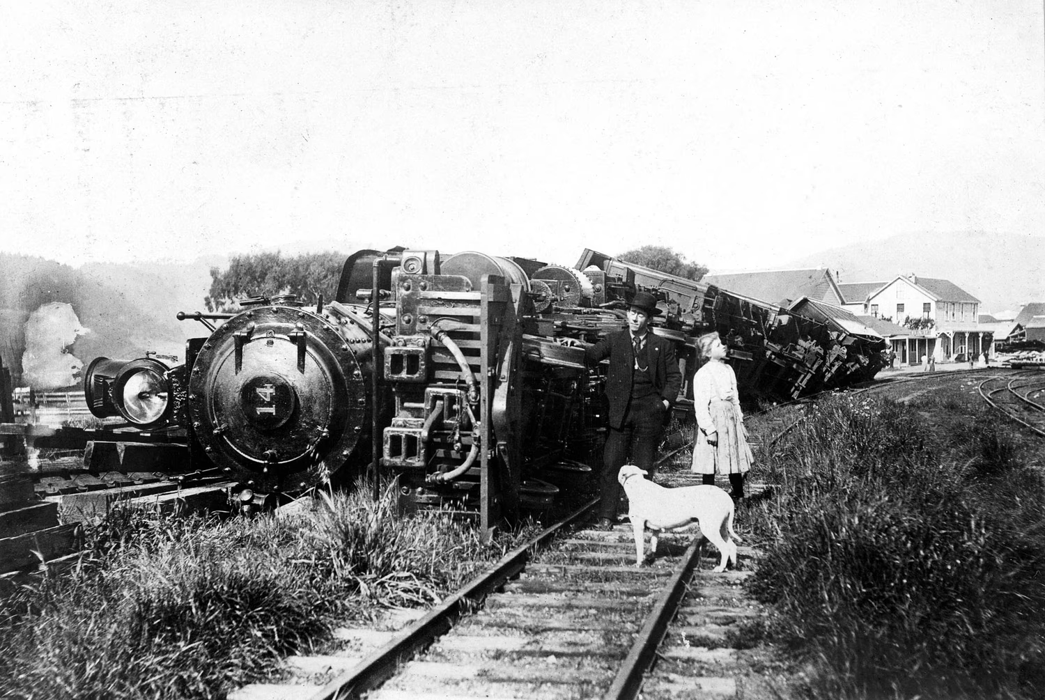 A Narrow Gauge train on the North Shore Railroad toppled on its side at Point Reyes Station, California, during the 1906 San Francisco earthquake on April 18. The 5:15 a.m. locomotive,, which was on a siding for fueling, was overturned by intense ground shaking.